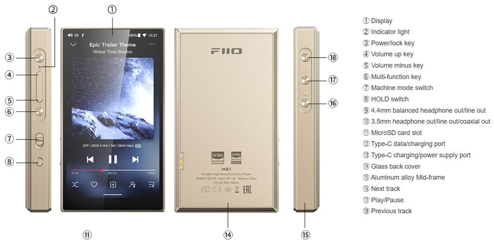 FiiO Portable Music Player Gold FiiO M21